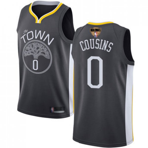 Warriors #0 DeMarcus Cousins Black 2019 Finals Bound Basketball Swingman Statement Edition Jersey