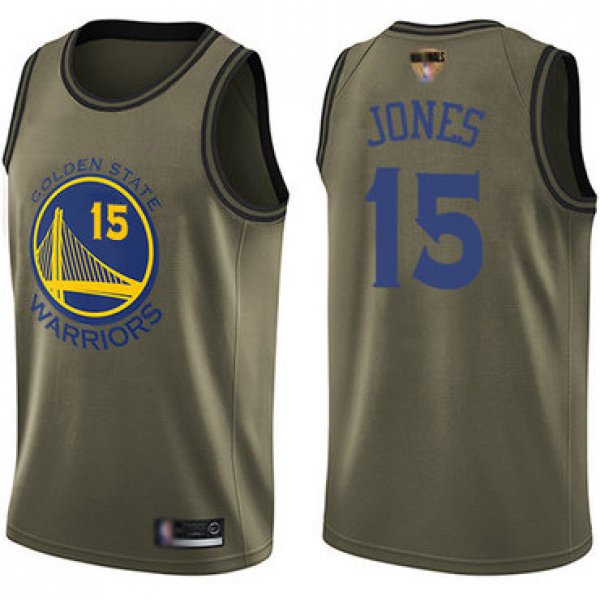 Warriors #15 Damian Jones Green 2019 Finals Bound Basketball Swingman Salute to Service Jersey