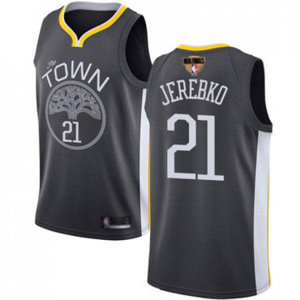 Warriors #21 Jonas Jerebko Black 2019 Finals Bound Basketball Swingman Statement Edition Jersey