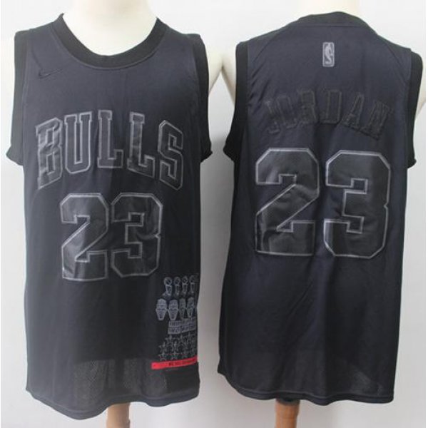 Bulls #23 Michael Jordan Black Basketball MVP Swingman Jersey