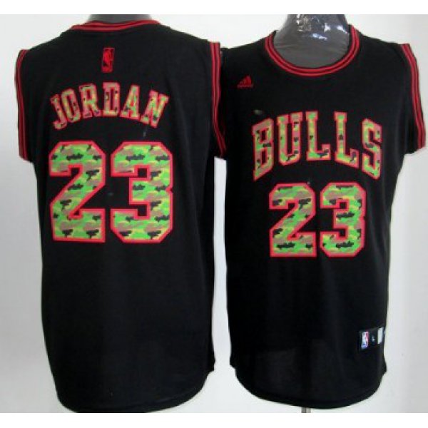 Chicago Bulls #23 Michael Jordan Black Camo Fashion Jersey