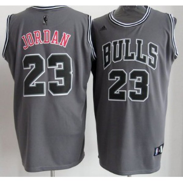 Chicago Bulls #23 Michael Jordan Gray Shadow Jersey