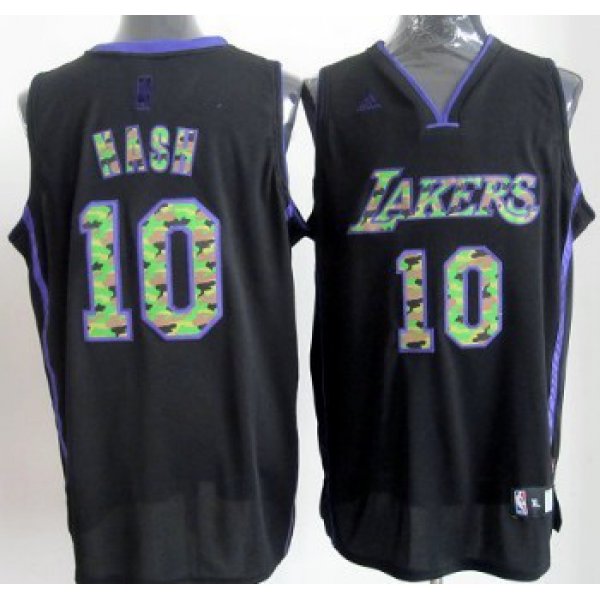 Los Angeles Lakers #10 Steve Nash Black Camo Fashion Jersey