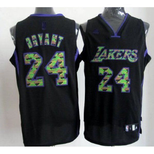 Los Angeles Lakers #24 Kobe Bryant Black Camo Fashion Jersey