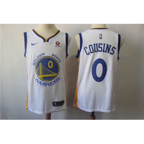 Men's Nike Golden StateWarriors #0 DeMarcus Cousins White Nike Swingman Jersey