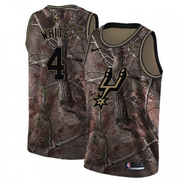 Men's Nike San Antonio Spurs #4 Derrick White Camo Basketball Swingman Realtree Collection Jersey