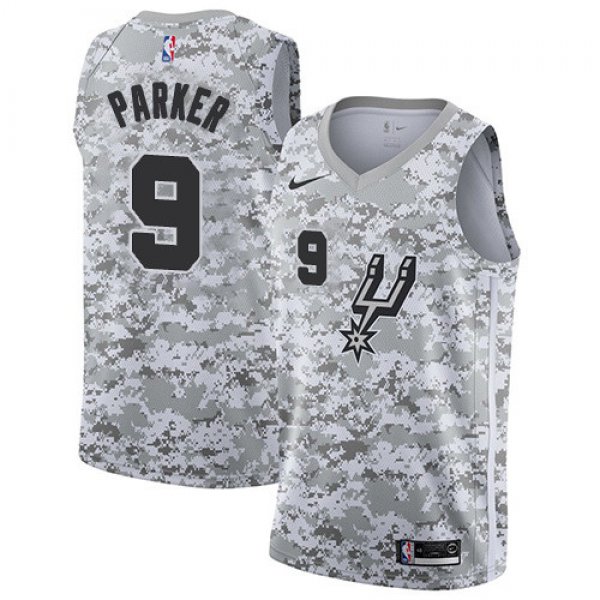 Men's Nike San Antonio Spurs #9 Tony Parker White Camo Basketball Swingman Earned Edition Jersey