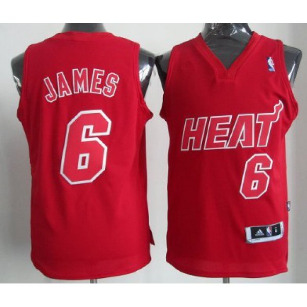 Miami Heat #6 LeBron James Revolution 30 Swingman Red Big Color Jersey