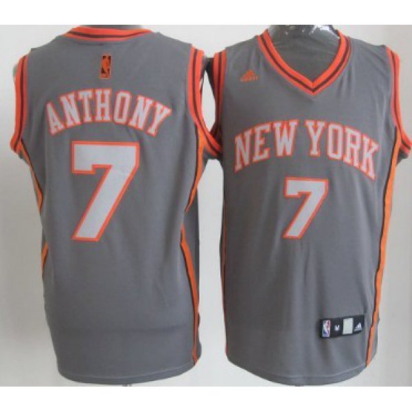New York Knicks #7 Carmelo Anthony Gray Shadow Jersey