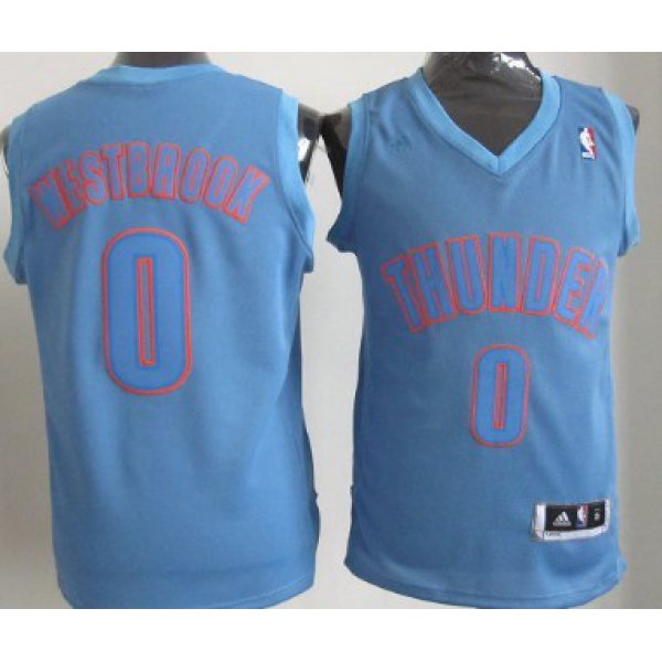 Oklahoma City Thunder #0 Russell Westbrook Revolution 30 Swingman Light Blue Big Color Jersey