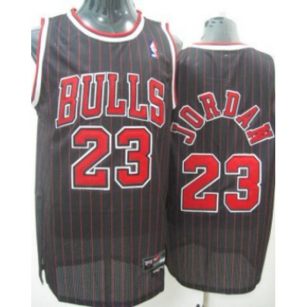 Chicago Bulls #23 Michael Jordan Black Pinstripe Swingman Jersey