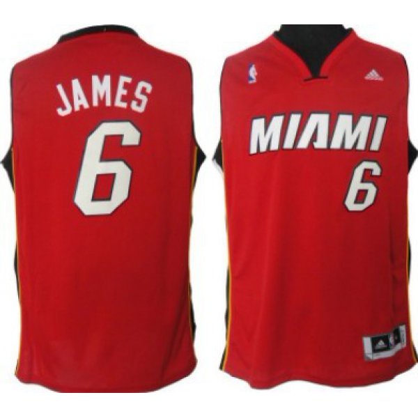 Miami Heat #6 LeBron James Revolution 30 Swingman Red Jersey