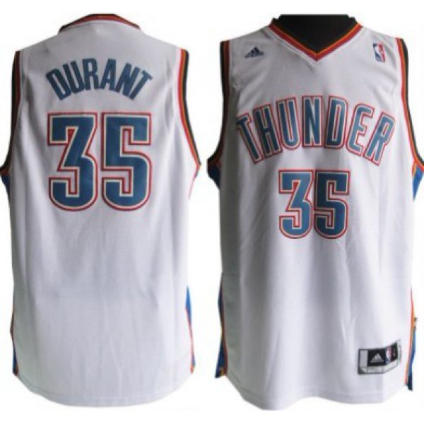 Oklahoma City Thunder #35 Kevin Durant Revolution 30 Swingman White Jersey