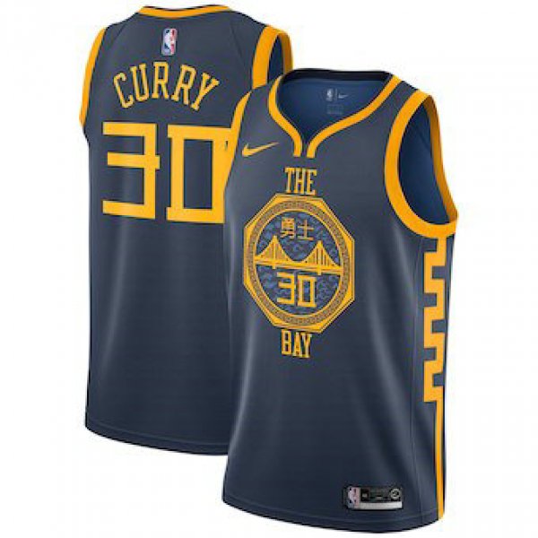 Men's Golden State Warriors #30 Stephen Curry Nike Navy 2019 Swingman City Edition Jersey