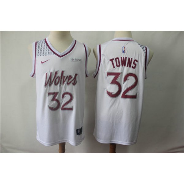 Men's Minnesota Timberwolves #32 Karl-Anthony Towns Nike White 2019 Swingman Earned Edition Jersey