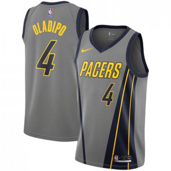 Men's Nike Indiana Pacers #4 Victor Oladipo Gray NBA City Edition Jersey