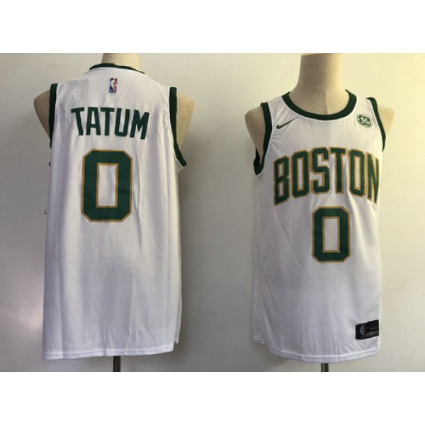 Nike Celtics 0 Jayson Tatum White City Edition Swingman Jersey