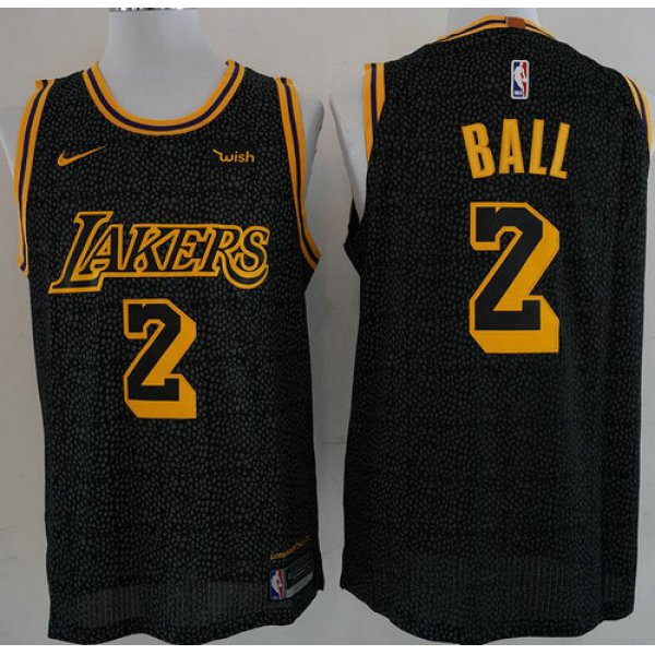 Nike Lakers 2 Lonzo Ball Black NBA Swingman City Edition Jersey