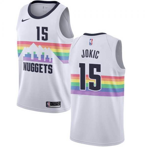 Nike Nuggets #15 Nikola Jokic White NBA Swingman City Edition 2018-19 Jersey