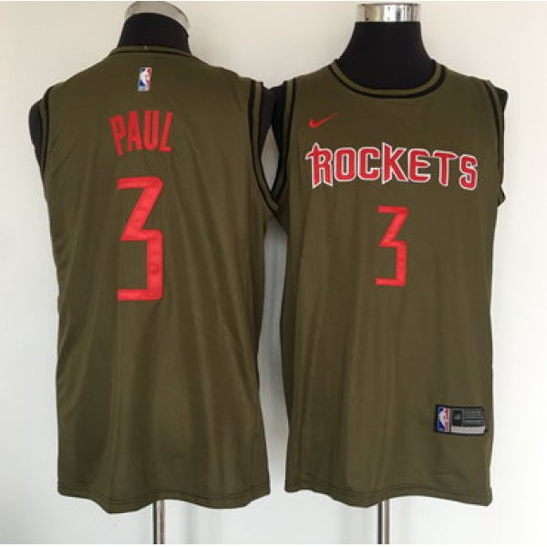 Houston Rockets #3 Chris Paul Olive Nike Swingman Jersey