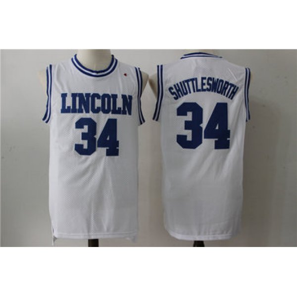 Lincoln 34 Shuttlesworth White Movie Stitched Jersey