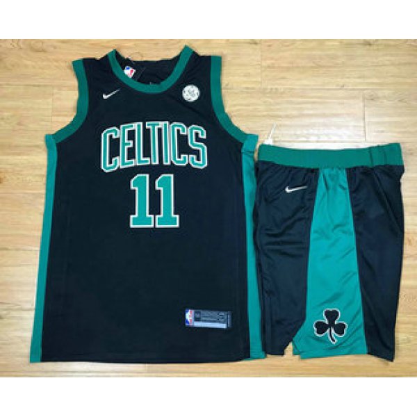 Men's Boston Celtics #11 Kyrie Irving Black 2017-2018 Nike Swingman General Electric Stitched NBA Jersey With Shorts