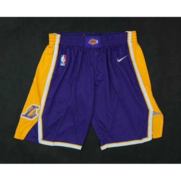 Men's Los Angeles Lakers Purple 2017-2018 Nike Swingman Stitched NBA Shorts