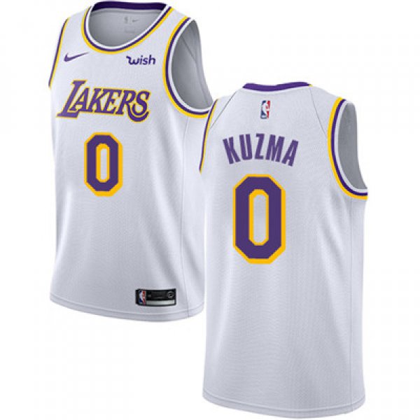 Nike Los Angeles Lakers #0 Kyle Kuzma White NBA Swingman Association Edition Jersey