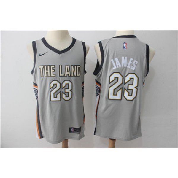 Nike Cavaliers #23 LeBron James Gray Nike City Edition Swingman Jersey
