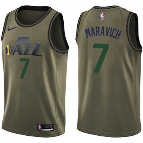 Nike Jazz #7 Pete Maravich Green Salute to Service NBA Swingman Jersey