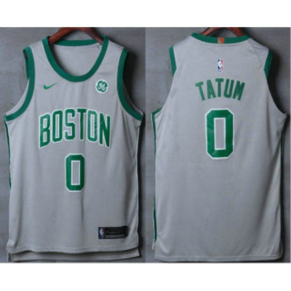 Men's Boston Celtics #0 Jayson Tatum Grey 2017-2018 Nike Authentic General Electric Stitched NBA Jersey
