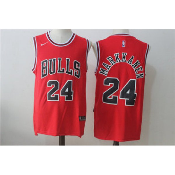 Men's Chicago Bulls #24 Lauri Markkanen Red 2017-2018 Nike Swingman Stitched NBA Jersey