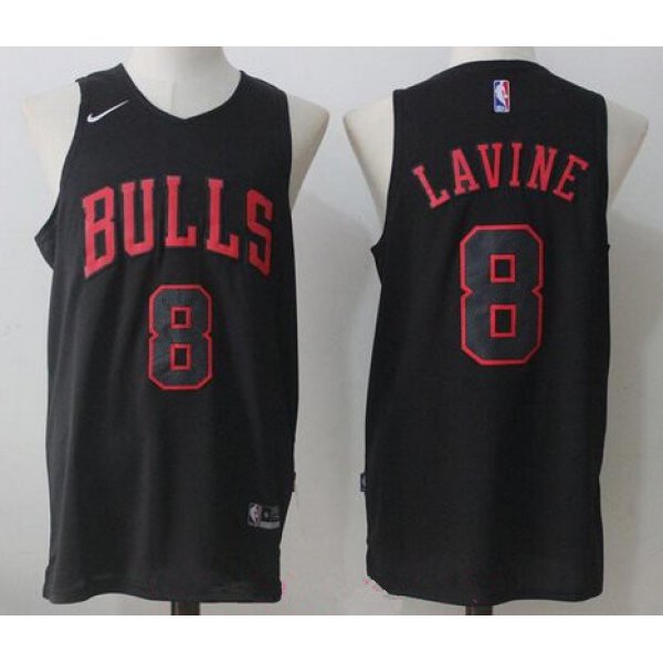 Men's Chicago Bulls #8 Zach LaVine All Black 2017-2018 Nike Swingman Stitched NBA Jersey