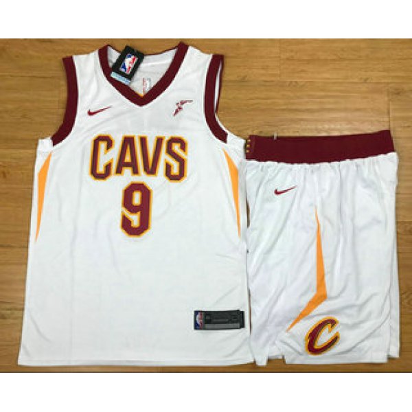 Men's Cleveland Cavaliers #9 Dwyane Wade White 2017-2018 Nike Swingman Stitched NBA Jersey With Shorts