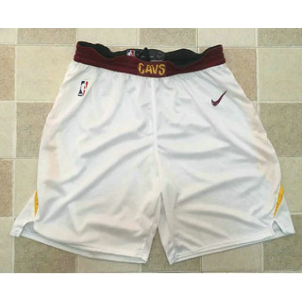Men's Cleveland Cavaliers White 2017-2018 Nike Swingman Stitched NBA Shorts