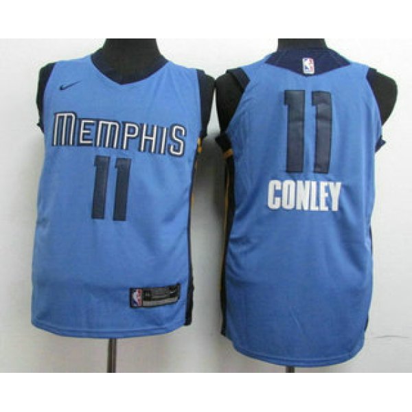 Men's Memphis Grizzlies #11 Mike Conley New Light Blue 2017-2018 Nike Authentic Stitched NBA Jersey