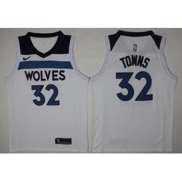 Men's Minnesota Timberwolves #32 Karl-Anthony Towns New White 2017-2018 Nike Swingman Stitched NBA Jersey