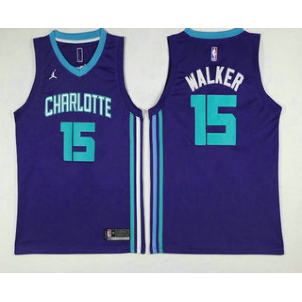 Men's New Orleans Pelicans #15 Kemba Walker Purple 2017-2018 Jordan Swingman Stitched NBA Jersey