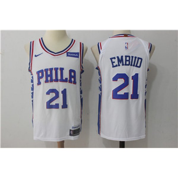 Men's Philadelphia 76ers #21 Joel Embiid White Nike Stitched NBA Jersey