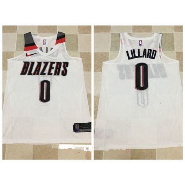 Men's Portland Trail Blazers #0 Damian Lillard White 2017-2018 Nike Swingman Stitched NBA Jersey