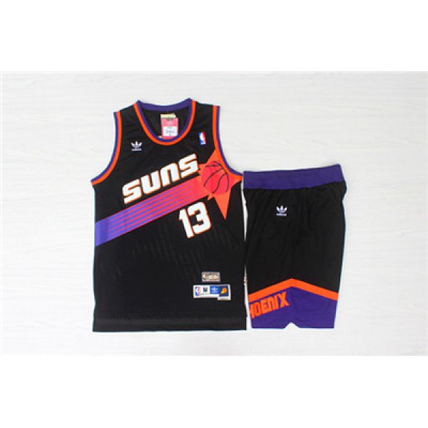 Phoenix Suns 13 Steve Nash Black Hardwood Classics Jersey(With Shorts)