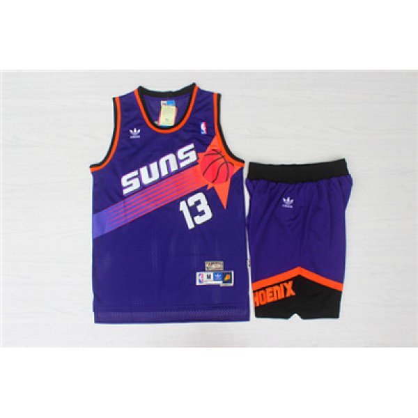 Phoenix Suns 13 Steve Nash Purple Hardwood Classics Jersey(With Shorts)