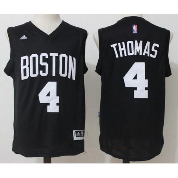 Men's Boston Celtics #4 Isaiah Thomas All Black with White Stitched NBA adidas Revolution 30 Swingman Jersey