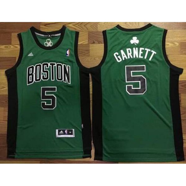 Men's Boston Celtics #5 Kevin Garnett Green with Black Stitched NBA adidas Revolution 30 Swingman Jersey