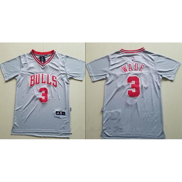 Men's Chicago Bulls #3 Dwyane Wade Gray Short-Sleeved Stitched NBA Adidas Revolution 30 Swingman Jersey