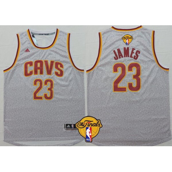 Men's Cleveland Cavaliers #23 LeBron James 2017 The NBA Finals Patch Gray Jersey