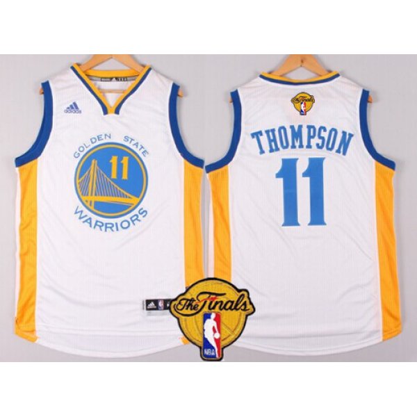 Men's Golden State Warriors #11 Klay Thompson White 2017 The NBA Finals Patch Jersey
