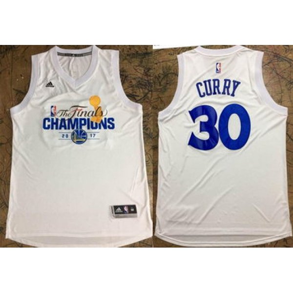 Men's Golden State Warriors #30 Stephen Curry White 2017 The Finals Championship Stitched NBA adidas Swingman Jersey