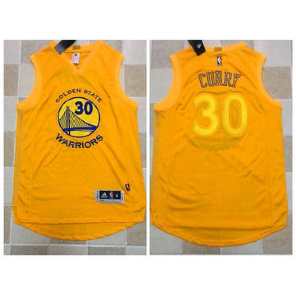 Men's Golden State Warriors #30 Stephen Curry Yellow With Gold AU Stitched NBA adidas Revolution 30 Swingman Jersey