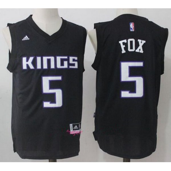Men's Sacramento Kings #5 De'Aaron Fox Black Fashion Stitched NBA adidas Revolution 30 Swingman Jersey